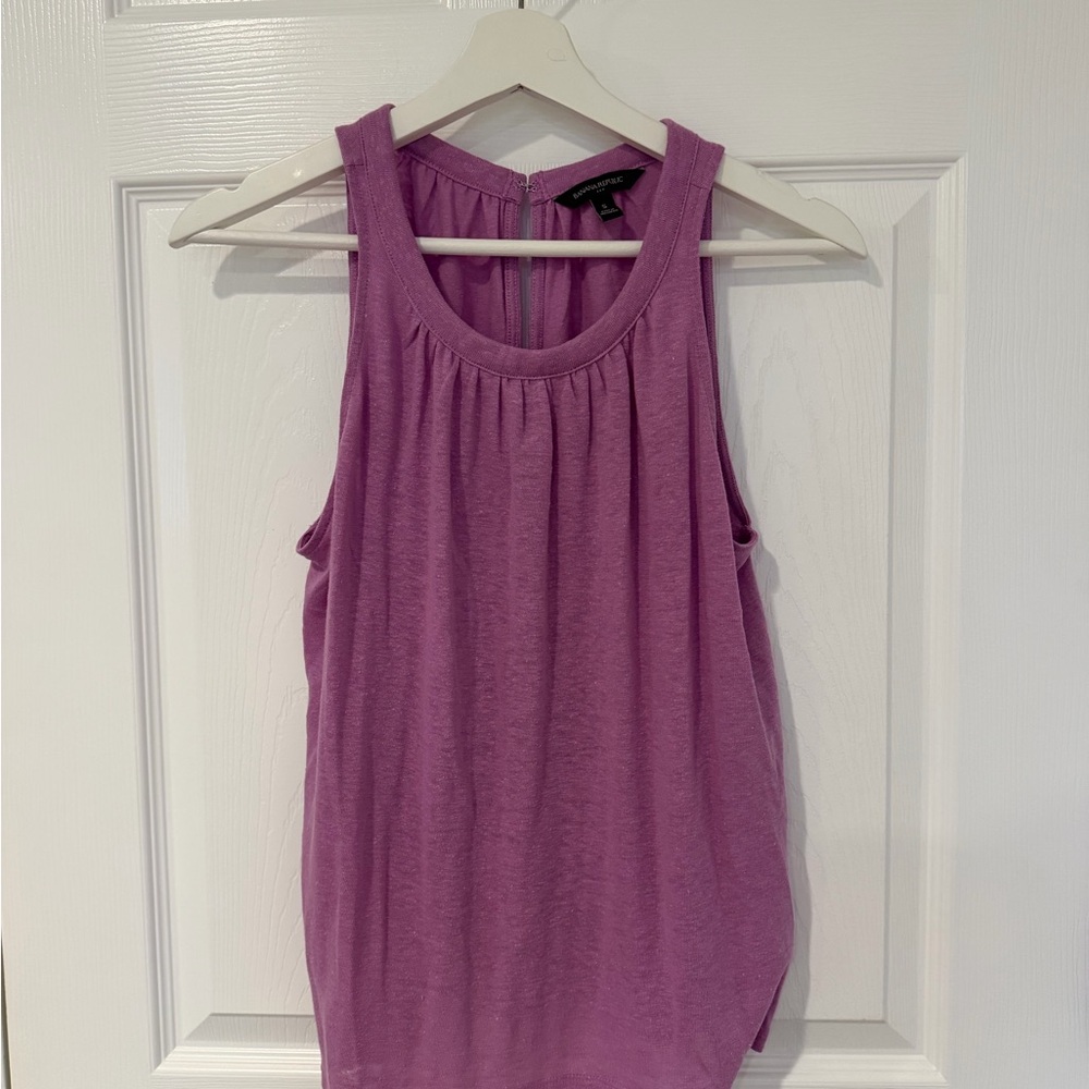Banana Republic Purple Gathered Scoop Neck Tank